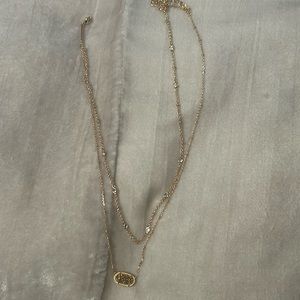 Kendra Scott Elisa Rose Gold Multi Strand Necklace in Rose Gold Drusy. NVR Worn.